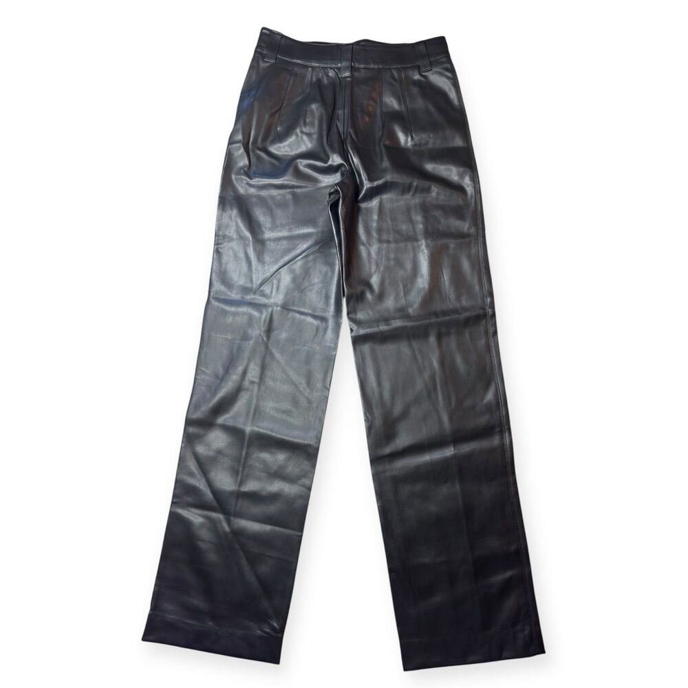 Zara Faux Leather FRANÇOISE‎ Full Length High-Waist Small Trousers Straight-Leg - Picture 2 of 5
